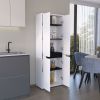 67"H Kitchen Storage Cabinet, with Four Doors and Five Interior Shelves,White/Black