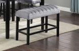 1pc Gray Black Counter Height Bench Dining Room Velvet Fabric Upholstery Kitchen Dining Wooden Furniture