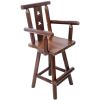 Rustic Bar Stool - Fir Wood Construction, Chair withDecorative Star Backrest, Footrest,Wide Armrest, Rustic Kitchen Stool