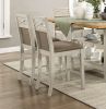 Counter Height Chairs Set of 2, Gray Finish Casual Country Style Fabric Upholstered Seat and Back Wooden Kitchen Furniture Dining Chairs