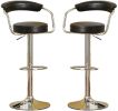 Contemporary Style Black Bar Stool Counter Height Chairs Set of 2 Adjustable Swivel Kitchen Island Stools