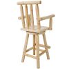 Rustic Bar Stool - Fir Wood Construction, Chair with Footrest,Wide Armrest, Rustic Kitchen Stool, Tall Bistro Chair for Dining Room, Restaurant, Pub