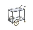 Cyrus Clear Glass & Black/Gold Finish Serving Cart