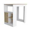Stirling Kitchen Island with 1-Door Cabinet Push to open System and Side Shelves