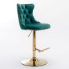 A&A Furniture,Golden Swivel Velvet Barstools Adjusatble Seat Height from 25-33 Inch