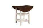 White and Dark Cherry Finish 1pc Counter Height Table with 2x Bottom Shelves Drop Side Leaf Kitchen Dining Furniture