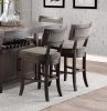 Rustic Aesthetic Dark Cherry Finish Counter Height Chair Set of 2 Wood Framed Nailhead Trim Fabric Upholstered Seat Kitchen Dining Room Furniture