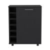Wick Bar Cart with Integrated Wine Storage, Spacious Cabinet and Smooth Rollers
