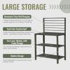 Outdoor Kitchen Island with Storage, Aluminum Kitchen Storage Island Kitchen Food Prep Table with Double Storage Rack
