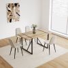 55" Dining Table modern rustic Industrial Rectangular MDF Wood Colour For 4-6 Person, With 1.5" Thick Engineered Wood Tabletop and Black Metal Legs