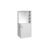 FM FURNITURE Toyei Corner Bar Cabinet with Bottle Rack, Open Shelves, and Hidden Storage, White