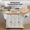 VEVOR Kitchen Island Cart with Solid Wood Top, 35.4" Width Mobile Carts with Storage Cabinet, Rolling Kitchen Table with Spice Rack, Towel Rack, and D