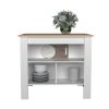 Island 35.4" H, with 3 Shelves, White / Light Pine