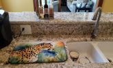 Cheetah Dish Drying Mat Absorbent Dish Drying Mat Pad for Kitchen Counter Dish Drainer Mat for Countertop, 14 x 21", Multicolor