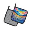 Colorful Blue Cornflowers Pair of Pot Holders Kitchen Heat Resistant Pot Holders Sets Oven Hot Pads for Cooking Baking BBQ, 7 1/2 x 7 1/2
