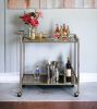 Cirro Antique Mirror & Wire Brass Finish Serving Cart