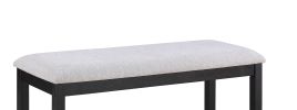 1pc Black/Light Gray Counter Height Bench Dining Room Linen Look Fabric Upholstery Kitchen Dining Wooden Furniture