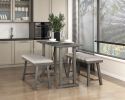 Light Gray Finish Counter Height Bench Foam Cushioned Seat Industrial Design Kitchen Dining Furniture 1pc
