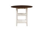 White and Dark Cherry Finish 1pc Counter Height Table with 2x Bottom Shelves Drop Side Leaf Kitchen Dining Furniture