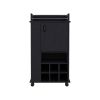 Fargo Bar Cart with Cabinet, 6 Built-in Wine Rack and Casters