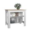 Island 35.4" H, with 3 Shelves, White / Light Pine