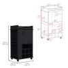 Fargo Bar Cart with Cabinet, 6 Built-in Wine Rack and Casters