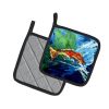 Break Through Red Fish Pair of Pot Holders Kitchen Heat Resistant Pot Holders Sets Oven Hot Pads for Cooking Baking BBQ, 7 1/2 x 7 1/2