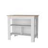 Light Pine and White Kitchen Island with Open Storage