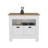 Kitchen Island Geneva, White / Macadamia