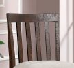 Set of 2pcs Counter Height Chair Dining Room Furniture Rustic Oak / Beige Fabric Cushion w/ Welt Slat Back Kitchen Breakfast