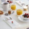 50pcs Rose Dinner Napkins, Disposable White Party Napkins with Built-in Cutlery Pocket, Linen Texture Napkins, 15.75x15.75 Inch