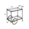 Cyrus Clear Glass & Black/Gold Finish Serving Cart