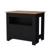 Black 2-Door Kitchen Island