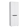 67"H Kitchen Storage Cabinet, with Four Doors and Five Interior Shelves,White/Black