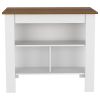 DEPOT E-SHOP Delos Kitchen Island, Four Legs, Three Shelves, White / Walnut