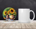 Sunflowers in Watercolor Large Sandstone Coasters Pack of 4 Absorbent Round Coasters Decor Gifts for Men or Women, 4 in, Multicolor