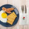 50pcs Rose Dinner Napkins, Disposable White Party Napkins with Built-in Cutlery Pocket, Linen Texture Napkins, 15.75x15.75 Inch