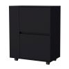 Black 2-Cabinet Bar Cart