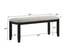 1pc Black Gray Bench Dining Room Fabric Upholstery Kitchen Dining Wooden Furniture