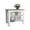 Kitchen Island 35.4" H, with 3 Shelves, White / Taupe