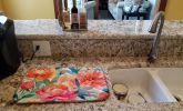 Peonies in Watercolor Dish Drying Mat Absorbent Dish Drying Mat Pad for Kitchen Counter Dish Drainer Mat for Countertop, 14 x 21", Multicolor