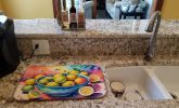 Colorful Lemons Dish Drying Mat Absorbent Dish Drying Mat Pad for Kitchen Counter Dish Drainer Mat for Countertop, 14 x 21", Multicolor