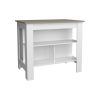 Kitchen Island 35.4" H, with 3 Shelves, White / Taupe