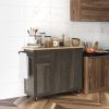 HOMCOM Triple-Cabinet Rolling Kitchen Island on Wheels, Kitchen Cart with Storage Shelf Adjustment, Rolling Utility Cart with Wood Top, Towel Rack