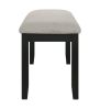 1pc Black Gray Bench Dining Room Fabric Upholstery Kitchen Dining Wooden Furniture