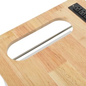 Kitchen Island with Power Outlet,Kitchen Storage Island with Drop Leaf and Rubber Wood,Open Storage and Wine Rack,5 Wheels (Color: as Pic)