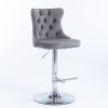 A&A Furniture,Swivel Velvet Barstools Adjusatble Seat Height from 25-33 Inch